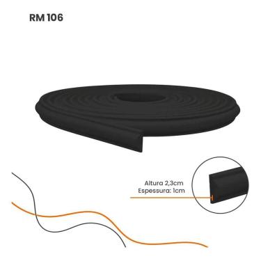 Imagem de Boiserie Rodameio Eva Autocolante 2,3Cm Flex 10 Metros Preto