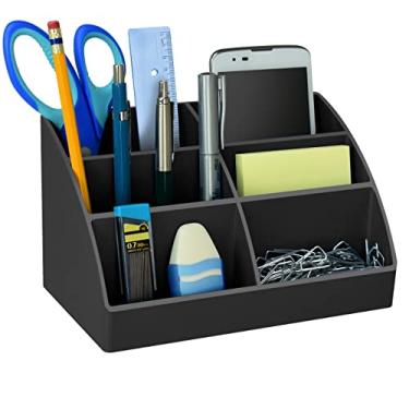 Imagem de Acrimet Organizador de Mesa 6 Divisórias, Porta Lápis e Canetas, Cor Preto