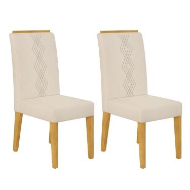 Imagem de Conjunto com 02 Cadeiras Yasmin Cedro Linho Neve DJ Móveis