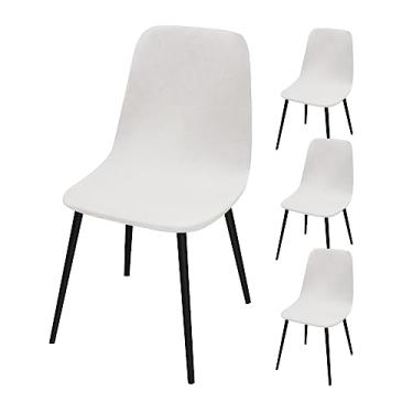 Imagem de Aedlcal Conjunto de 4 capas de cadeira Shell, modernas de meados do século, luxuosas capas de veludo para cadeira de jantar, capas de cadeira de plástico sem braços para sala de jantar, cozinha, sala