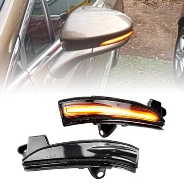 Imagem de QKLsudua 2 peças de luz pisca-pisca dinâmica compatível com Fo-rd Fu-sion Mon-deo 2013-2020 versão dos EUA LED indicador lateral de seta