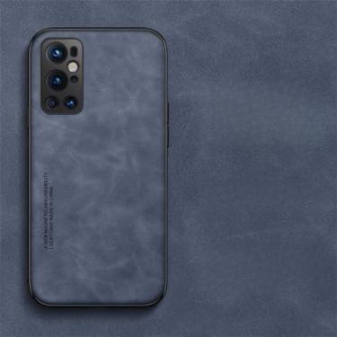 Imagem de Para Oneplus 8 9 7 Pro Capa de textura de couro com suporte magnético para carro Capa de telefone para OnePlus 9RT 7T 8T Nord 9 Pro RT Capa traseira, azul, para Oneplus 7
