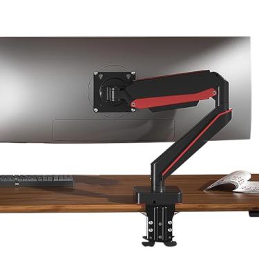 Imagem de HILLPORT Braço de monitor resistente de alumínio premium, para suporte de mesa individual Ultrawide de 35 a 49 polegadas e 20 kg, altura pneumática ajustável, VESA máximo 100 x 100, preto A9B