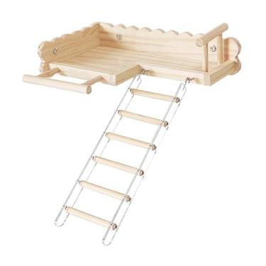 Imagem de Generic Plataforma de poleiro de pássaro com escada playground madeira poleiro suporte escada de escalada para chinchilas gerbil rato pequenos pássaros
