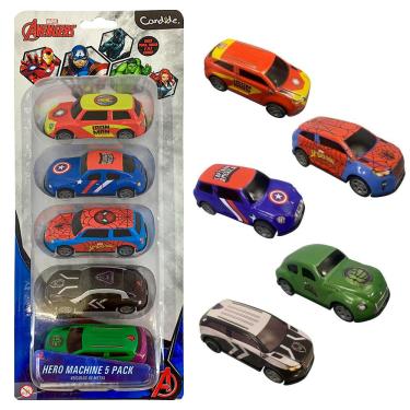Imagem de Kit com 5 Mini Veículos Pull Back Vingadores