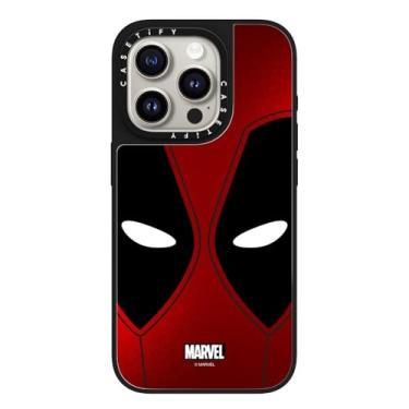 Imagem de CASETiFY Capa espelhada para iPhone 15 Pro [Deadpool & Wolverine Co-Lab / Proteção contra quedas de 1,5 m/Magsafe] - Capa Deadpool Mask - Prata em Preto