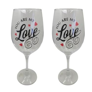 Imagem de META ATACADO, Kit 2 Taças Frase Love Namorados Personalizada Vinho 490ml