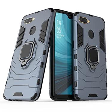 Imagem de Capa Protetora Magnética Anti-quedas para OPPO A12, OPPO A7, AX7, OPPO A5s, AX5s, Suporte Giratório + Proteção Militar (Azul-marinho)