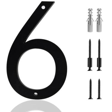 Imagem de Números de casa modernos de acrílico de 12 cm fosco preto fosco acrílico número 5, montagem fácil de nivelar ou flutuar para exibição de endereço externo, portões de garagem, endereço de porta de