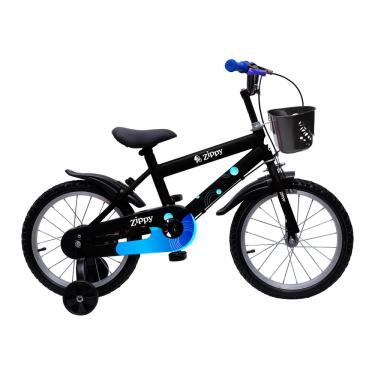 Imagem de Bicicleta Infantil Aro 16 Com Rodinhas De Treinamento Bike Criança Menino Zippy Preta