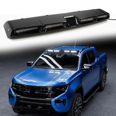 Imagem de COGOTA Barra de luz de teto preta brilhante com 4 lâmpadas LED DRL serve para VW Volkswagen Amarok 2022 2023 2024 2025