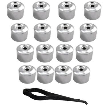 Imagem de Capa de Porca Parafuso Cromada Chave 17mm 16 Peças e Chave - EMBLEMAX