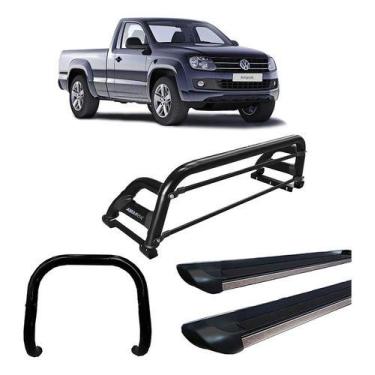 Imagem de Kit Quebra Mato +estribo +santo Anh2/amarok Cs Preto - HOZZ
