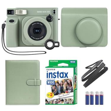 Imagem de Fujifilm Câmera instantânea INSTAX Wide 400 verde + pacote de acessórios MiniMate e capa personalizada compatível + filme Fuji, pacote econômico, 20 folhas, conjunto de acessórios com álbum