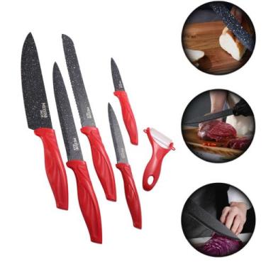 Imagem de Faqueiro Inox 6 Peças Vermelho Antiaderente - Be Best