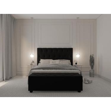 Imagem de Cabeceira Italia Estofada Com Pés E Recamier Com Baú Para Cama Queen -