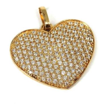 Imagem de Pingente de ouro 18k Coração com Pedras - Elegancy Joias
