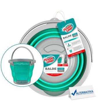 Imagem de Balde retratil 5l verde agua original flash limp reforcado - FLASHLIMP