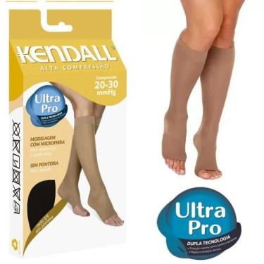 Imagem de Meia de Alta Compressão Kendall Sem Ponteira 3/4 - Preta, GG, Preto