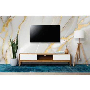 Imagem de Papel de Parede Painel 3D Mármore Branco Dourado 3,5M Revestimento Aut