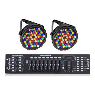 Imagem de 2 Canhão Refletor Led Par 64 Slim Rgbwa 60 Led 5w + Mesa DMX 192 - SHO