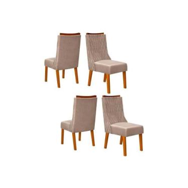Imagem de Cadeira Sala de Jantar Jade Kit 4 Un Freijó/Veludo Kraft - DJ Móveis