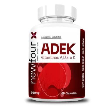 Imagem de Adek Vitaminas A D E K 500mg 60 Capsulas NewFour, Sem Sabor