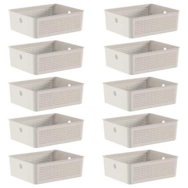 Imagem de 10x Cestos 5,4L Organizador OU Flow Bege 9cm x 22cm x 27cm