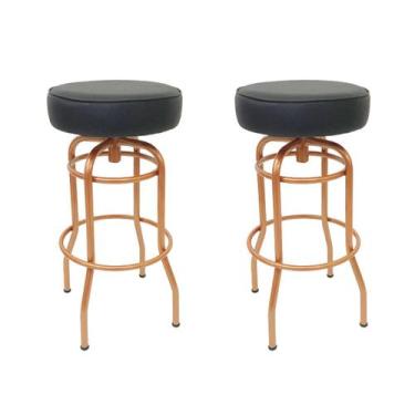 Imagem de Kit 2 Banquetas Bar Altura 74cm Giratória Cobre Assento Preto - Poltro