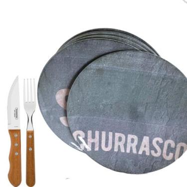 Imagem de Kit churrasco tramontina pratos c/ talheres