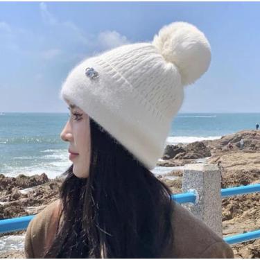 Imagem de Gorro Touca de Inverno Grossa Feminino Forrada Lã Quentinha Trico Simb