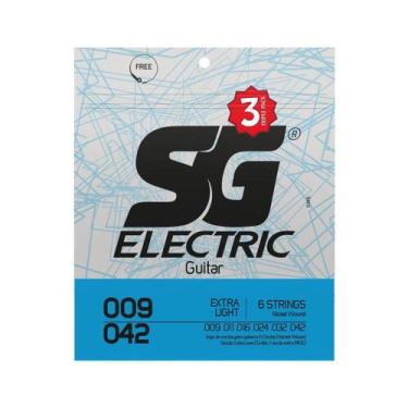 Imagem de Kit Encordoamento  para Guitarra SG 09 Níquel Tensão Extra Leve Triple