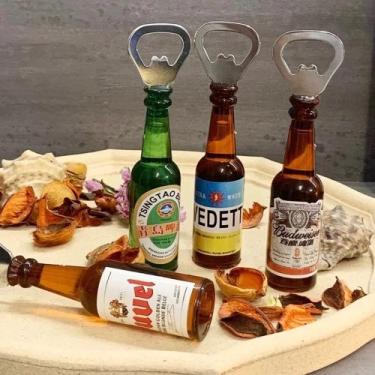 Imagem de Kit 10 Abridor De Latas e Garrafas Imã Geladeira Formato Cerveja - PL,