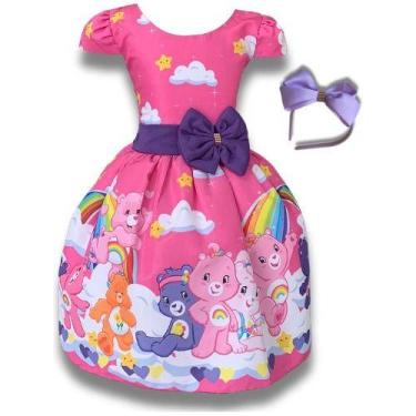 Imagem de Vestido Infantil Temático Ursinhos Carinhosos Luxo + Tiara - Pequenos 