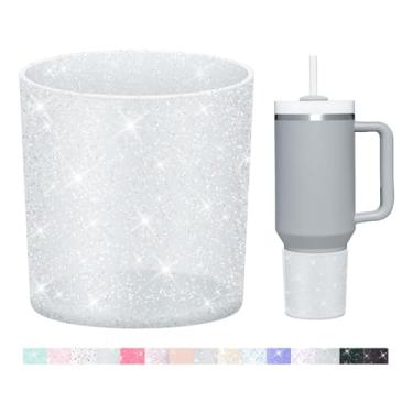 Imagem de WUQID Bota de silicone superior com glitter compatível com Stanley Quencher H2.0 1,134 g 850.5 g 590.0 g e IceFlow Flip 850.5 g 567.0 g, copo antiderrapante capa de manga inferior