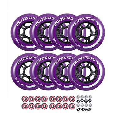 Imagem de Rodas de skate Rollerex VXT500 (8 rodas com rolamentos, espaçadores e arruelas), 72mm Royal Purple (8 wheels w/ bearings, spacers and washers)
