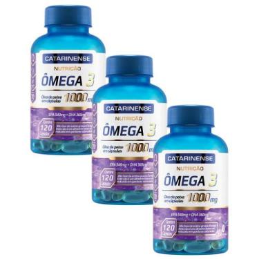 Imagem de Kit 3 Ômega 3 Suplemento 1000mg Catarinense 120 Cápsulas