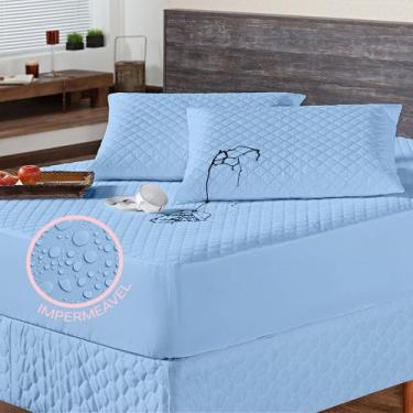 Imagem de Kit Capa Impermeável para Colchão Casal Padrão + 02 Protetor Impermeáv