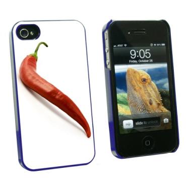Imagem de Graphics and More Red Hot Chili Pepper - Capa protetora rígida de encaixe para Apple iPhone 4 4S - Azul - Estojo de transporte - Embalagem não varejo - Azul