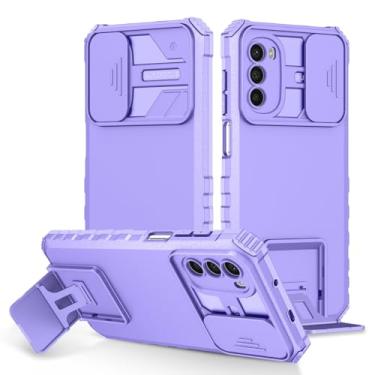 Imagem de Vokuha Capa para Moto G52, Motorola G52 XT2225-1 com suporte para lente de câmera deslizante com suporte de proteção de grau militar à prova de choque para Motorola Moto G52 roxo