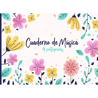 Imagem de Cuaderno de Música 4 pentagramas: Cuaderno de pentagramas, papel pautado de pentagramas