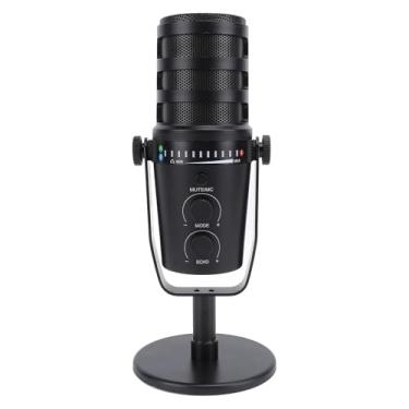 Imagem de Microfone de Podcast Com Luzes Multicoloridas Ajustáveis Com Mudo Rápido, Microfone Condensador USB para PC, Microfone Dinâmico de Alta Sensibilidade para Gravação de 192 KHz Ao