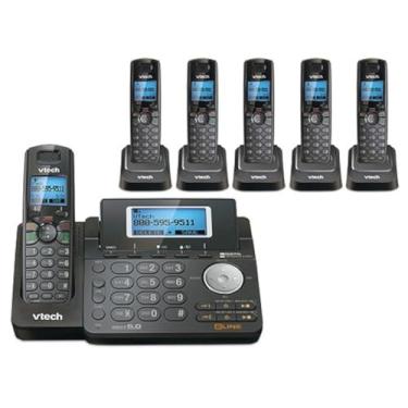 Imagem de VTech DS6151-11 DECT 6.0 2 linhas telefone expansível sem fio + (5) aparelho acessório DS6101-11, preto