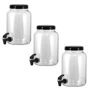 Imagem de Kit 3 Suqueira Vidro Multiuso 3,2 Torneira Cromo Tampa Preto - Gastrob