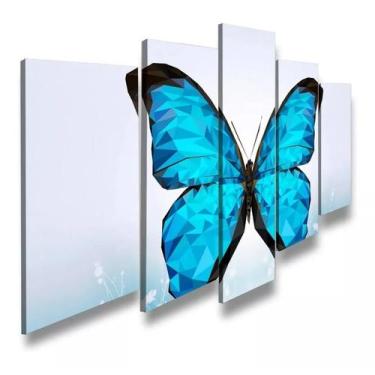 Imagem de Quadro Decorativo Sala Quarto Borboleta Azul Mosaico Abstrato - Decore