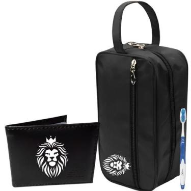 Imagem de Kit Nécessaire Preta Premium Com Carteira Executiva de Leão - STM