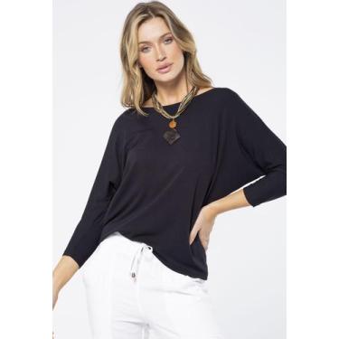 Imagem de Blusa Morcego Ampla Manga 3/4 Preta - Amazonia Vital