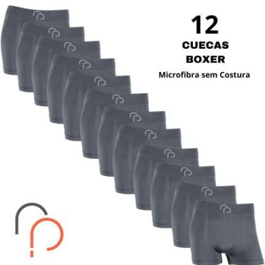 Imagem de Kit 12 Cueca Box Boxer Masculina RP Basic Microfibra Elastano Adulto L