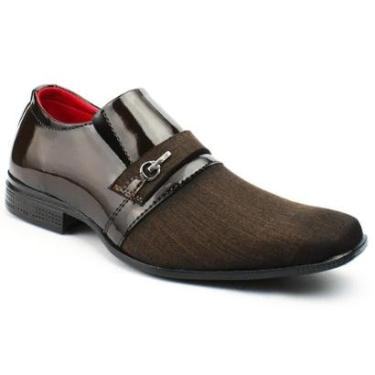 Imagem de Sapato Masculino Social Bico Redondo Couro Sintético Estiloso Confortavel Forro Interno Exclusivo-Masculino