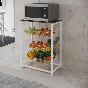 Imagem de Fruteira com Suporte para Micro-ondas Barcelona Aço Branco Cesto Branc